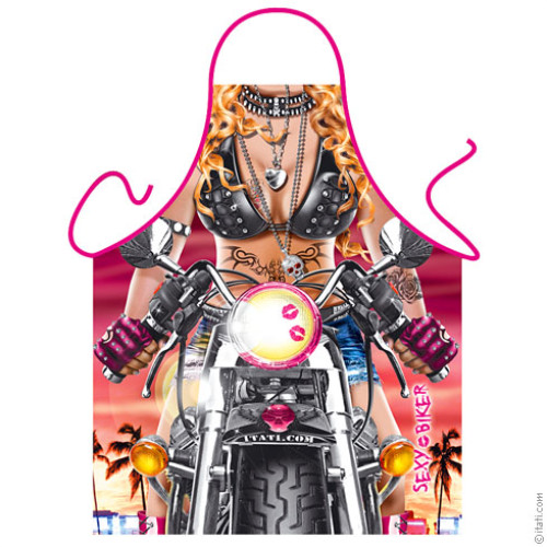 Sexy woman biker apron