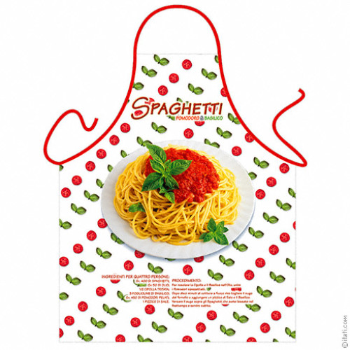 Spaghetti, tomato and basil apron