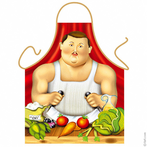 Sexy man Botero’s style apron