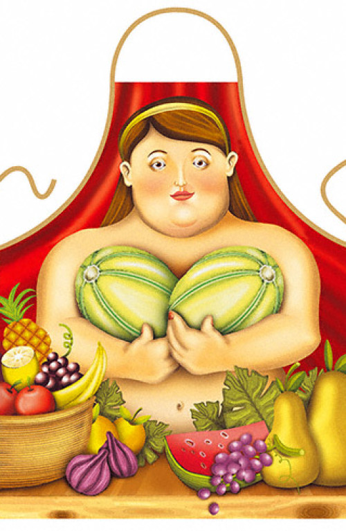 Sexy woman Botero’s style apron