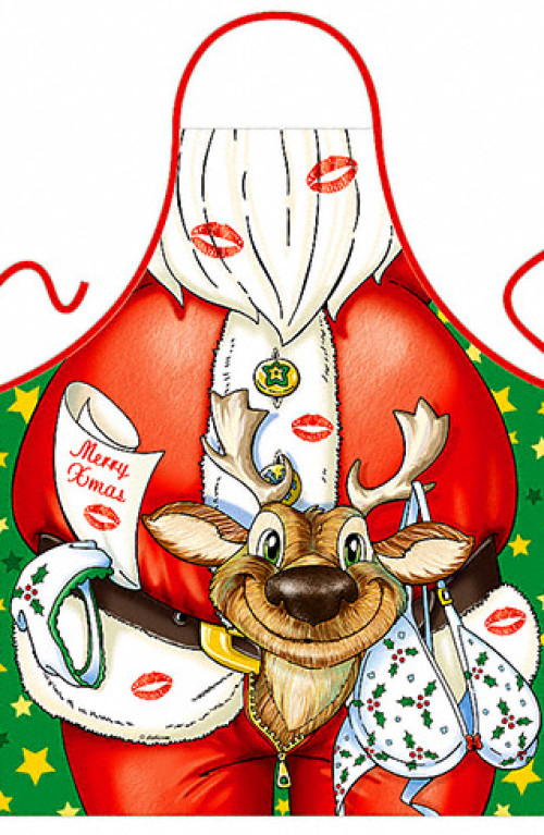 Santa Claus with reindeer apron